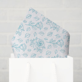 Papel De Seda Rambling Rose Robin's Egg Azul Mão Desenhada