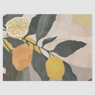 Papel De Seda Ramificação de limão com Trabalho de arte de Abstr