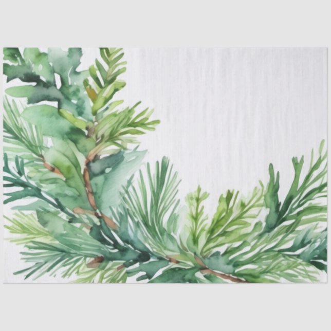 Papel De Seda Ramificação Evergreen de Natal (Frente )