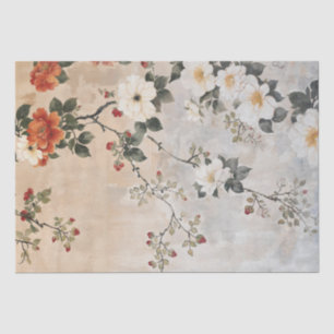 Papel De Seda Ramificações Florais Elegantes Vintage