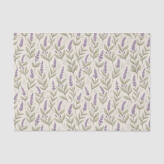 Papel De Seda Raminhos de Lavanda Vintage Creme Botânico Farmhou