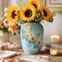 Ramo de Girassóis Blue Leaf Vintage Decoupage