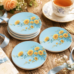 Papel De Seda Ramo de Girassol Vintage Blue Leaf Decoupage