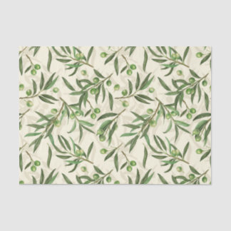 Papel De Seda Ramos de oliveira aquarela