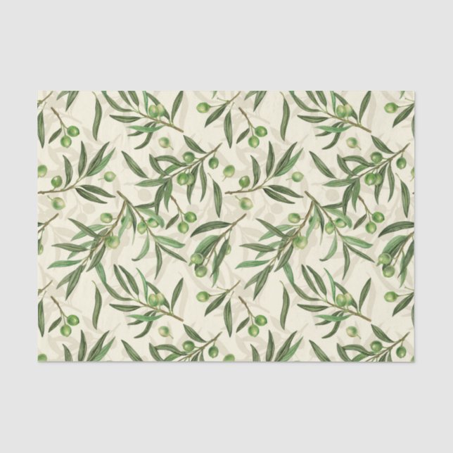 Papel De Seda Ramos de oliveira aquarela (Frente )
