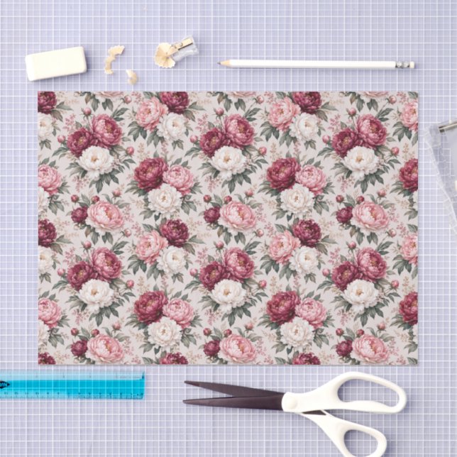 Papel De Seda Ramos de Peônia Premium Sofisticados (Arte )
