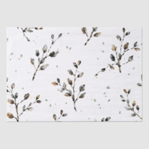 Papel De Seda Ramos Delicados de Eucalipto Desenho Botânico