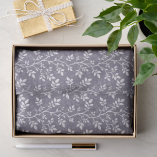 Papel De Seda Ramos e Folhas Botânicas de Lavanda Tecido