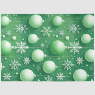 Papel De Seda Ramos Verdes e Flocos de Neve