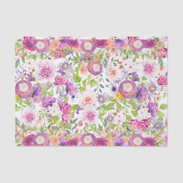 Papel De Seda Ranúnculo e Rosa da Primavera (Frente )