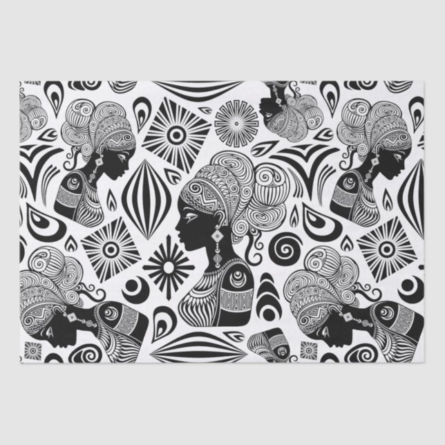 Papel De Seda Rapariga africana Retrato Tribal Tatuagem (Frente )