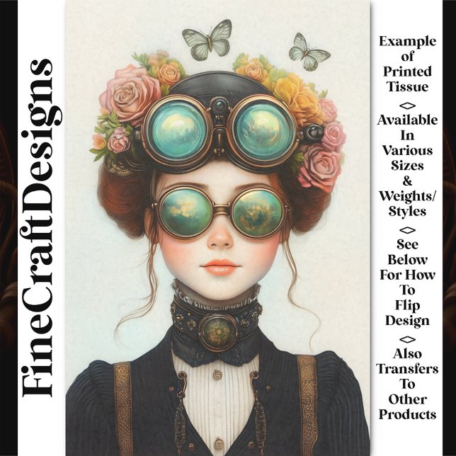 Papel De Seda Rapariga Bela Steampunk Com Flores Z8 Decoupage (Criador carregado)