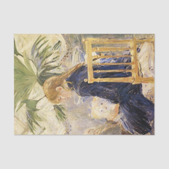Papel De Seda Rapariga com Cachorro por Berthe Morisot  (Frente )