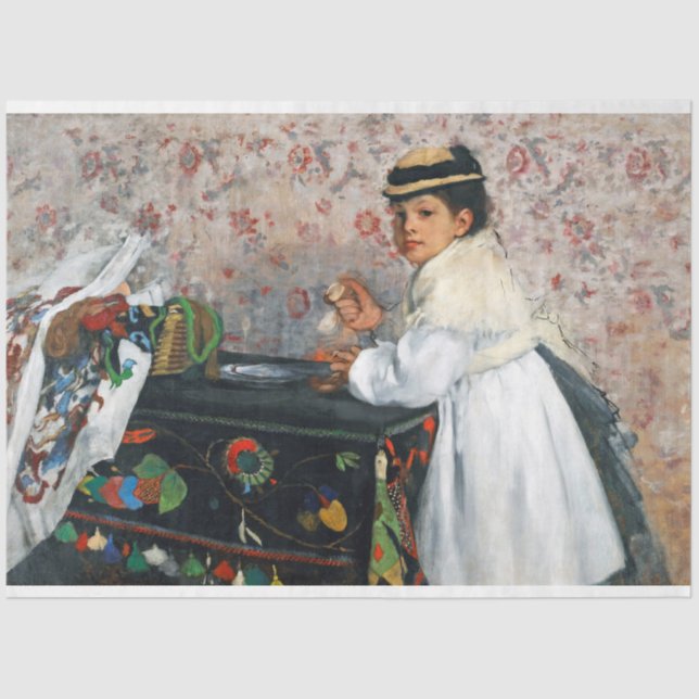 Papel De Seda Rapariga com chapéu, Edgar Degas (Frente )