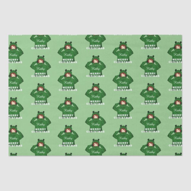 Papel De Seda Rapariga com Sapo Verde, Natal (Frente )