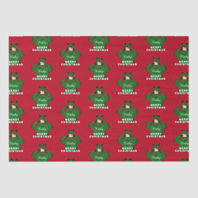 Papel De Seda Rapariga com Sapo Verde, Natal (Frente )