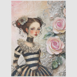 Papel De Seda Rapariga de Gótico inspirada em grande safra e ros