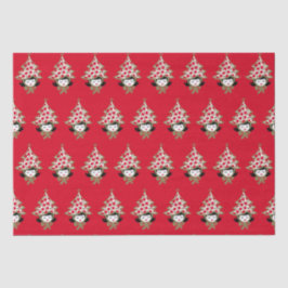 Papel De Seda Rapariga de Natais vintages com chapéu de árvore