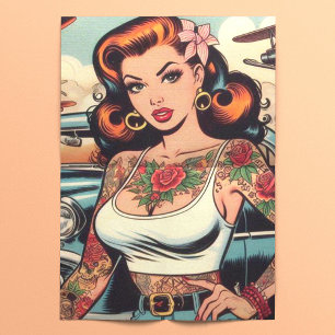 Papel De Seda Rapariga de Tatuagem do História em quadrinhos Ret