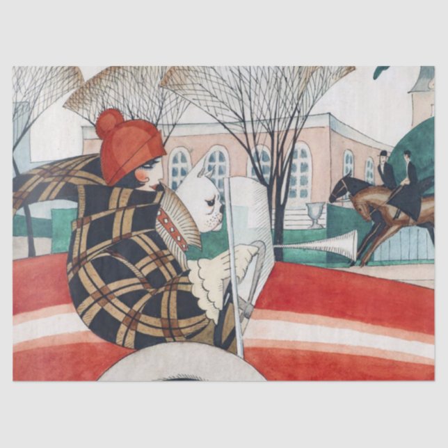 Papel De Seda Rapariga e colocar em um automóvel (Frente )