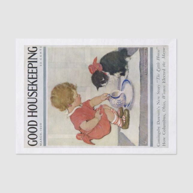 Papel De Seda Rapariga e Kitten, Jessie Willcox Smith (Frente )