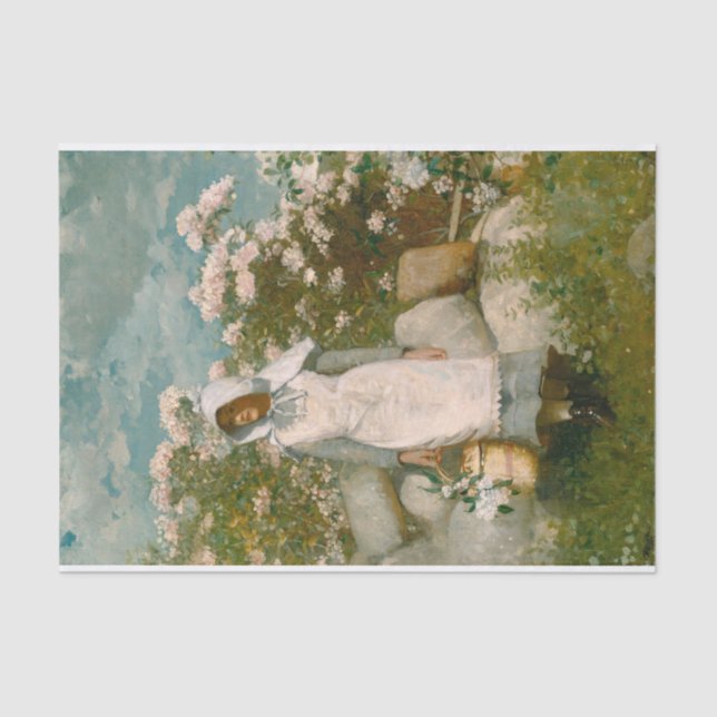 Papel De Seda Rapariga e Laurel por Winslow Homer (Frente )