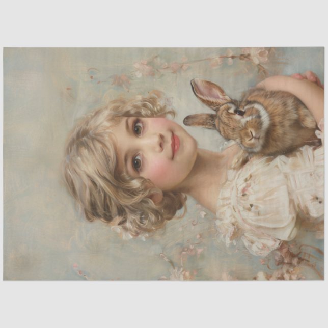 Papel De Seda Rapariga e seu coelho pintam a dissociação (Frente )