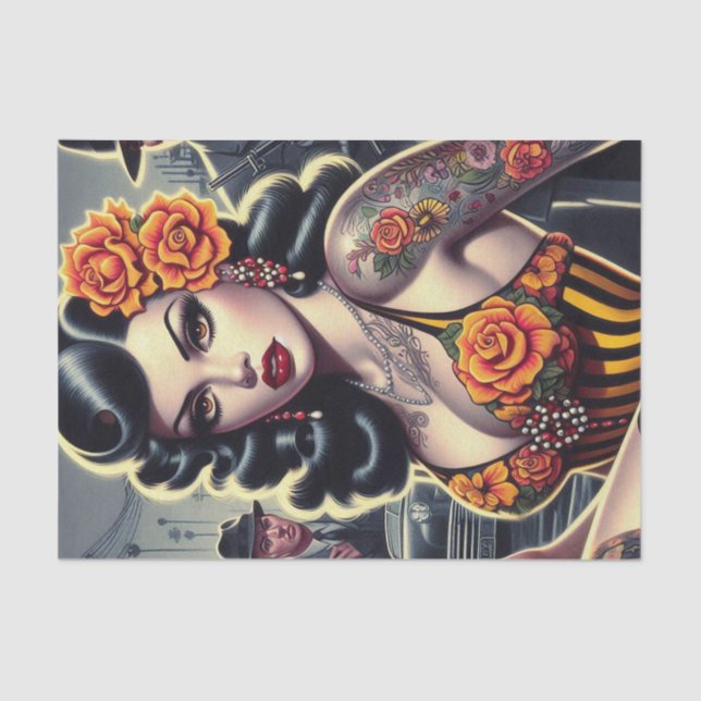 Papel De Seda Rapariga Gótico Fofo Da Antiga Escola (Frente )