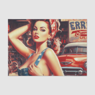 Papel De Seda Rapariga Mecânica Retroativa