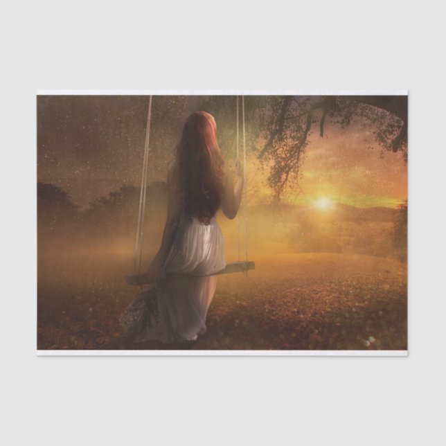 Papel De Seda Rapariga na Desnuvem Swing (Frente )