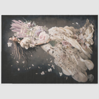 Papel De Seda Rapariga no Bloom, beija-flor, pássaro e retrato f