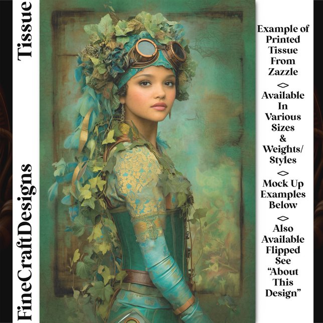 Papel De Seda Rapariga Steampunk Em Ivy Headdress DK4R Decoupage (Criador carregado)