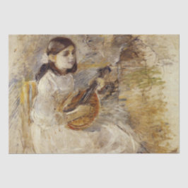 Papel De Seda Rapariga Tocando Mandolin (por Berthe Morisot)