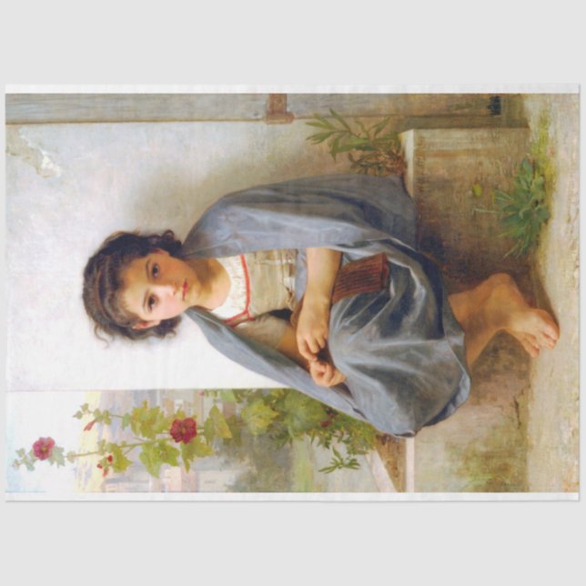 Papel De Seda Rapariga tricotando, Bouguereau (Frente )