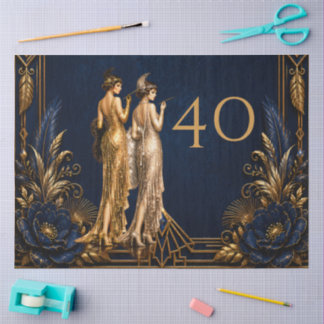 Papel De Seda Raparigas flapper Art Deco decoupage do 40º Gatsby