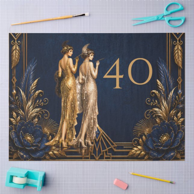 Papel De Seda Raparigas flapper Art Deco decoupage do 40º Gatsby (Arte )
