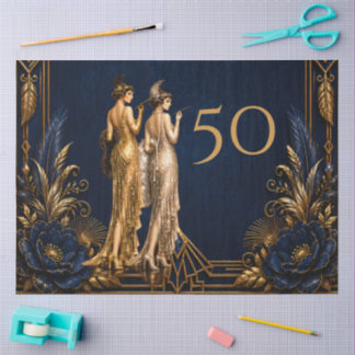 Papel De Seda Raparigas flapper do Art Deco decoupage do 50º Gat