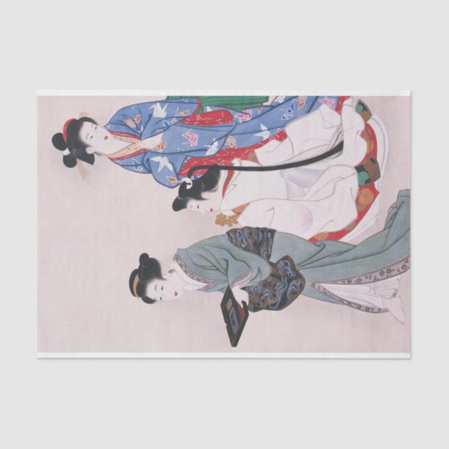 Papel De Seda Raparigas Trabalhadoras por Yamaguchi Soken (Frente )