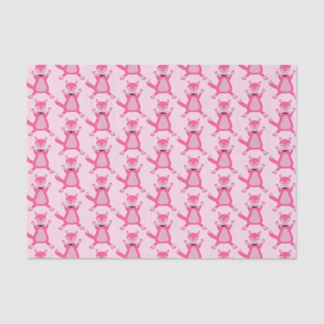 Papel De Seda Raposa-Bebê Rosa bonito Patterada (Frente )