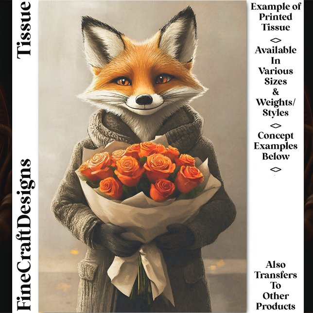 Papel De Seda Raposa Caprichosa, Buquê de Rosas Laranja DC5 Deco (Criador carregado)