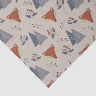 Papel De Seda Raposa de Inverno Escandinava & Floresta de Azevin