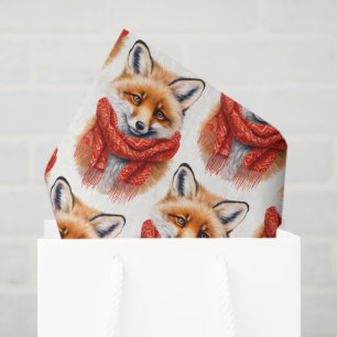 Papel De Seda Raposa Fofa com um Padrão de Imagem de Outono de C