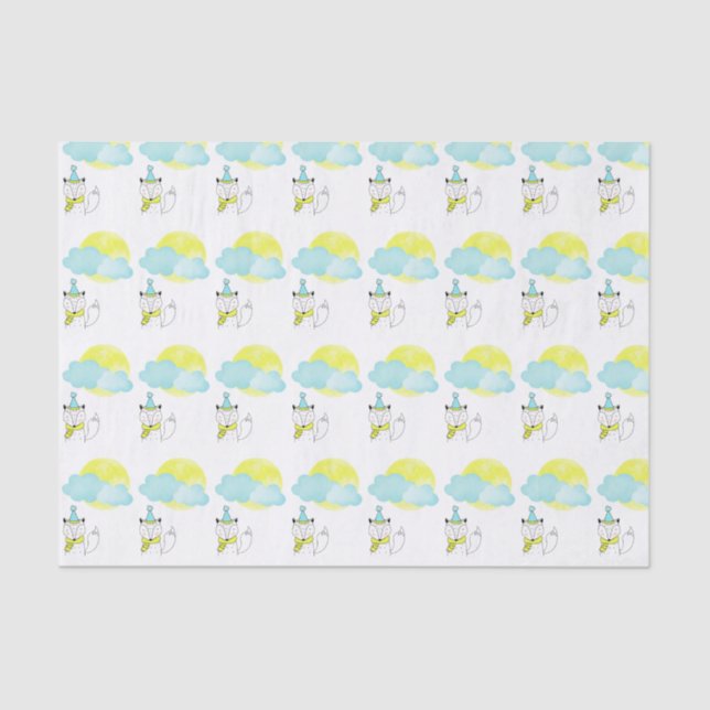 Papel De Seda Raposa, Lua E Nuvens (Frente )