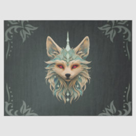 Papel De Seda Raposa mística com olhos vermelhos perfurantes.