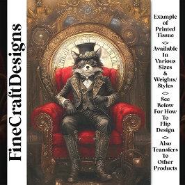 Papel De Seda Raposa Steampunk no Trono AC1 Decoupagem