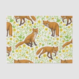 Papel De Seda Raposas e ampolas em branco natural