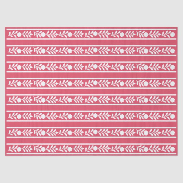 Papel De Seda Raspberry Bone Inlay Floral Border Decoupage Paper (Frente )
