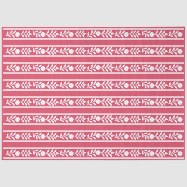 Papel De Seda Raspberry Bone Inlay Floral Border Decoupage Paper (Frente )