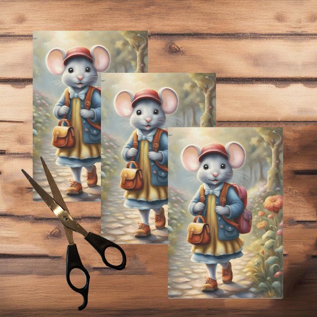 Papel De Seda Rato bonito a caminho da escola (Criador carregado)