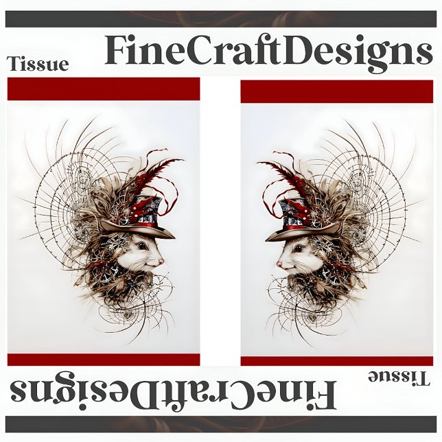 Papel De Seda Rato Branco Espalhado Cuto De Decoupage No Chapéu  (Criador carregado)